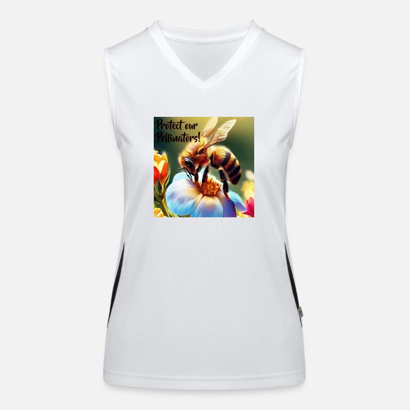 Abeille sur fleur. Protégez nos abeilles de manière durable ! Débardeur respirant contrasté Femme