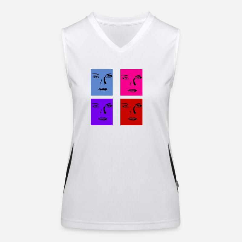 Retro face lines Women's Functional Contrast Tank Top