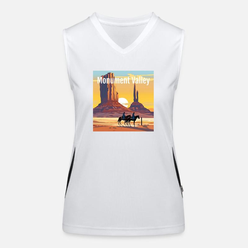 Monument Valley - Sunset Funktionelles Kontrast-Tank Top für Frauen
