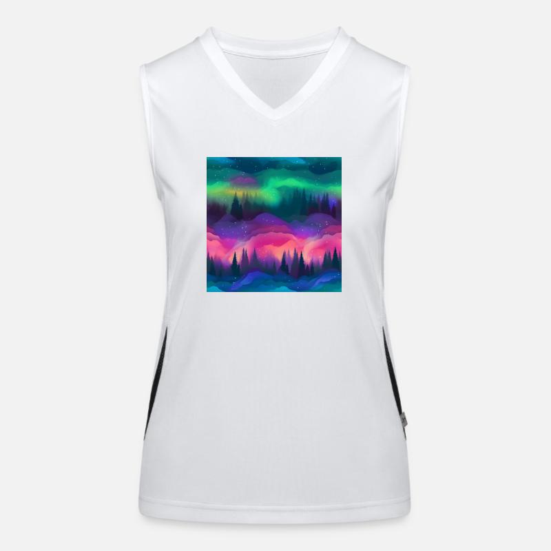 Northern Lights Glow: Polarlichter-Kollektion Funktionelles Kontrast-Tank Top für Frauen