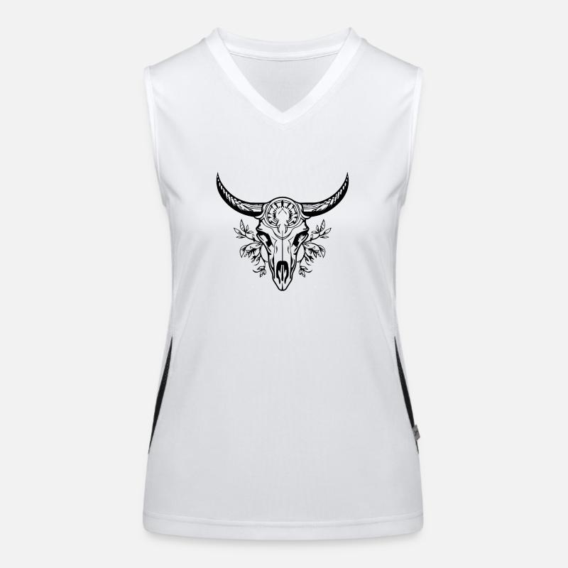 Cow Skull Boho Women's Functional Contrast Tank Top