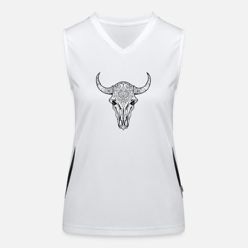 Cow Skull Boho Women's Functional Contrast Tank Top