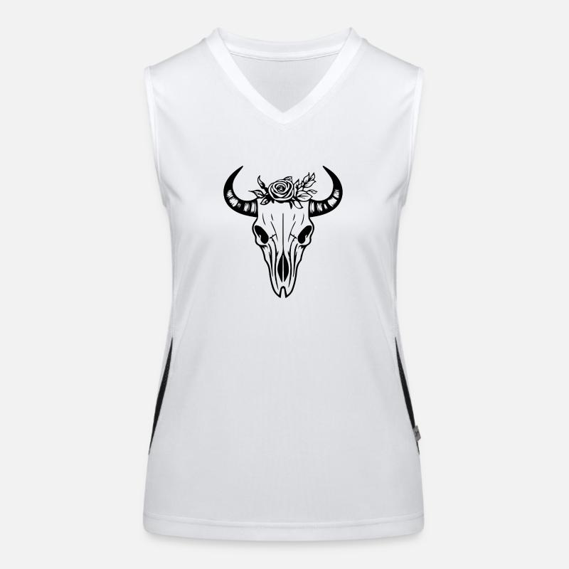 Kuh Schädel Boho Funktionelles Kontrast-Tank Top für Frauen