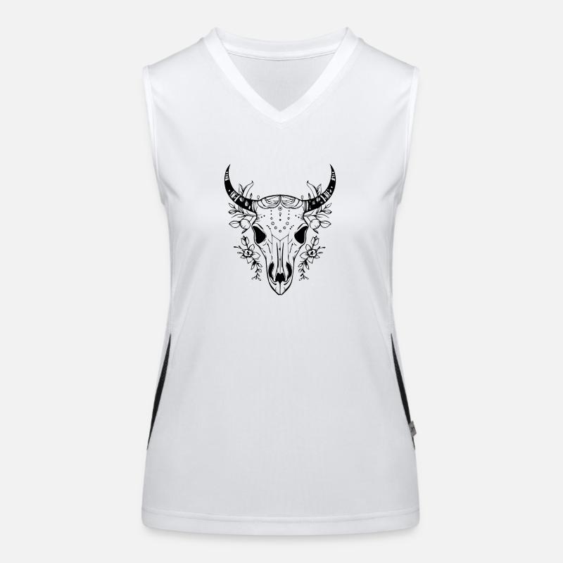 Cow Skull Boho Women's Functional Contrast Tank Top