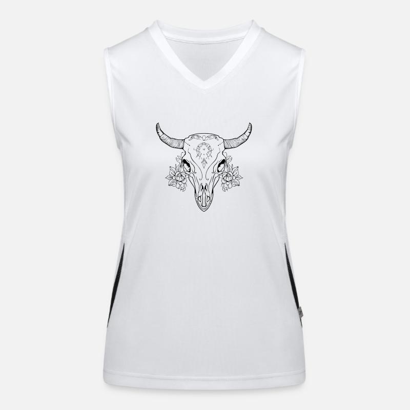 Cow Skull Boho Women's Functional Contrast Tank Top
