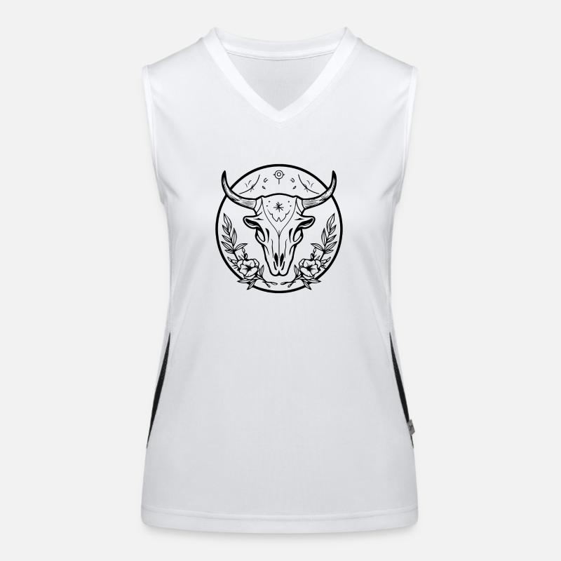 Cow Skull Boho Women's Functional Contrast Tank Top