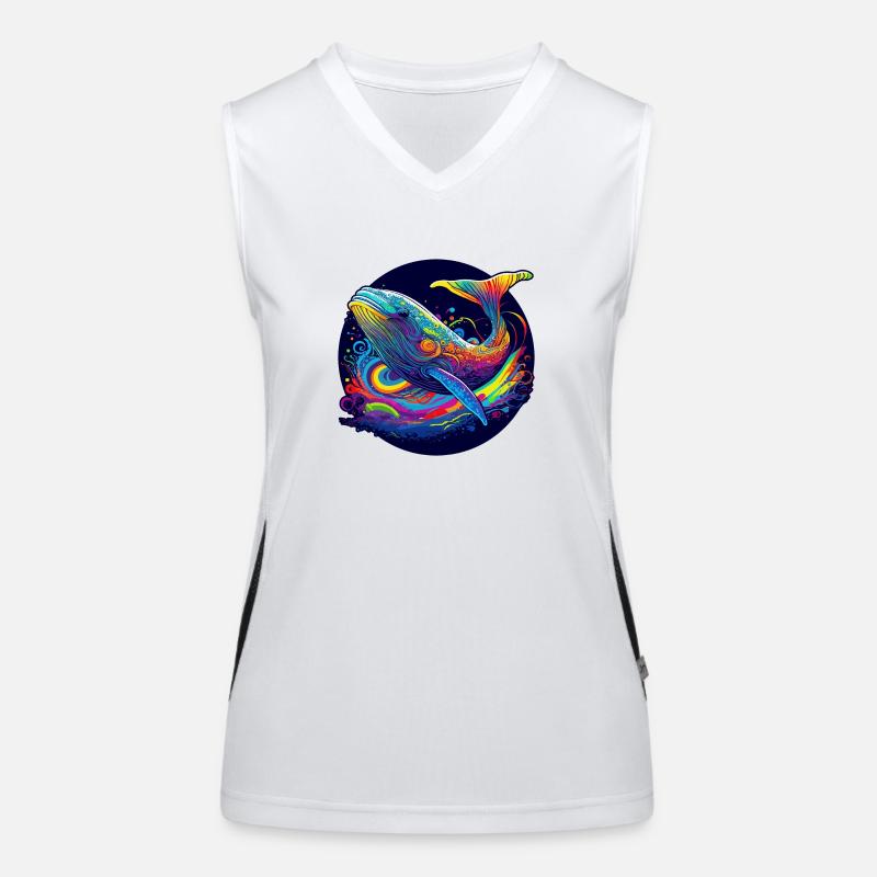 Neon - Whale - Floating in Space - pos Funktionelles Kontrast-Tank Top für Frauen