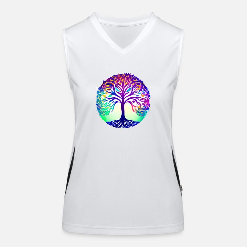 Lebensbaum Meditation Baum des Lebens Yoga Funktionelles Kontrast-Tank Top für Frauen