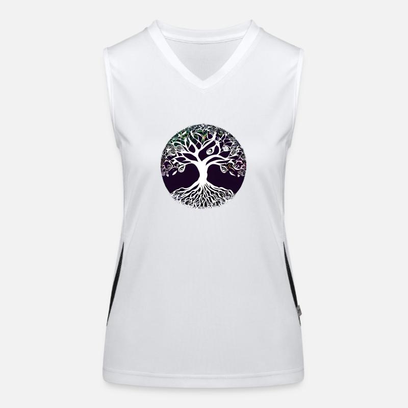 Meditation Yoga Lebensbaum Baum des Lebens Funktionelles Kontrast-Tank Top für Frauen