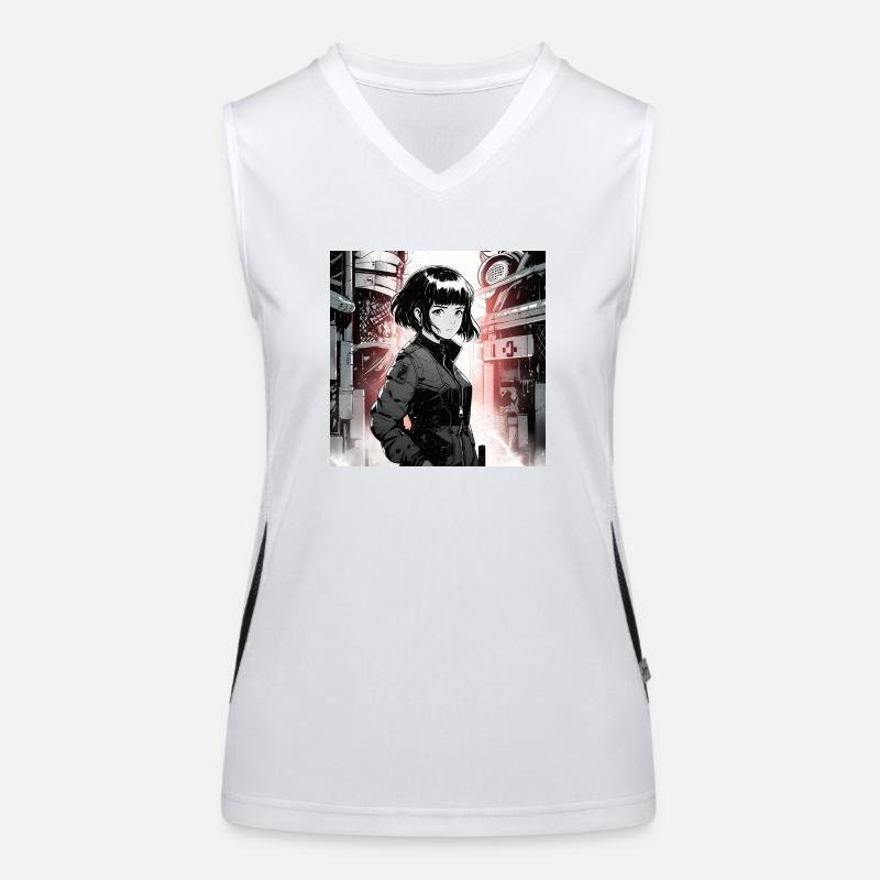 Monochromes Phänomen: Schönes Anime-Mädchen in einem Funktionelles Kontrast-Tank Top für Frauen