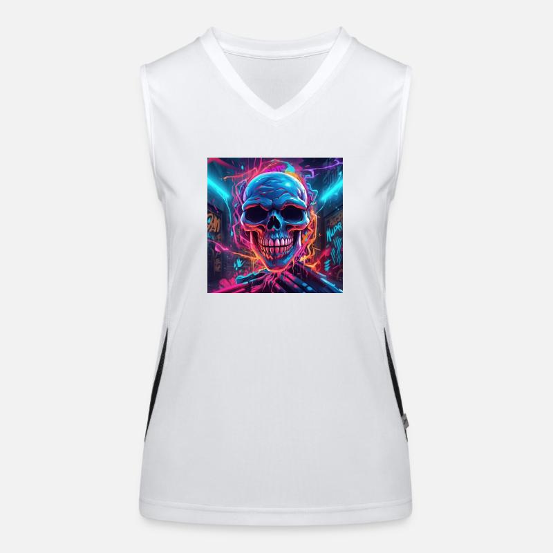 Elektro Skull Graffiti Funktionelles Kontrast-Tank Top für Frauen