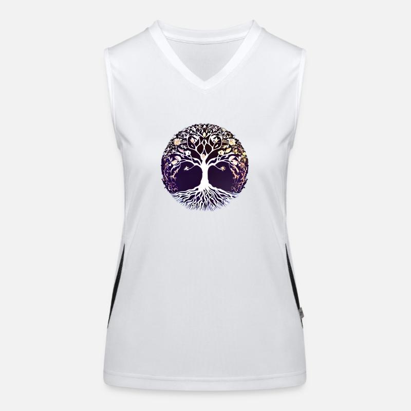 Baum des Lebens Lebensbaum Meditation Yoga Funktionelles Kontrast-Tank Top für Frauen