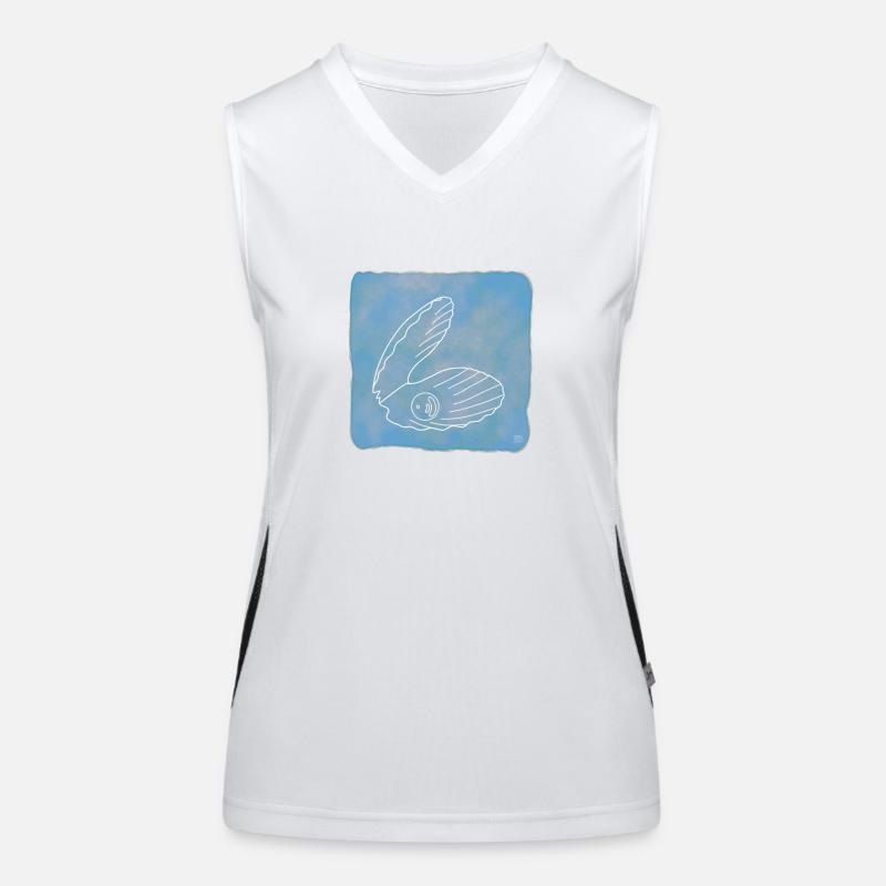 Shell with Pearl, Boho Line Art Design, Shells Women's Functional Contrast Tank Top