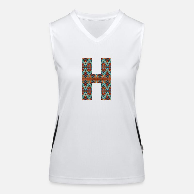 Buchstabe H - Boho-Design, buntes Monogramm Funktionelles Kontrast-Tank Top für Frauen