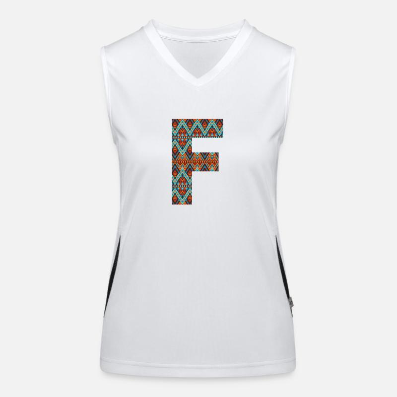 Buchstabe F - Boho-Design, buntes Monogramm Funktionelles Kontrast-Tank Top für Frauen