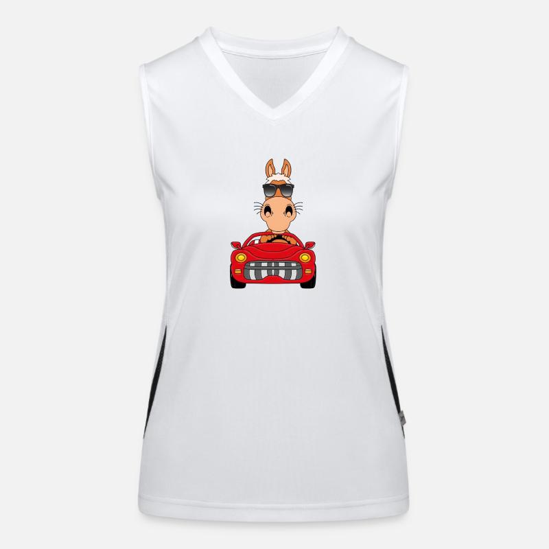 PFERD - CABRIO - AUTO - PONY - AUTOFAHRER - FUN Funktionelles Kontrast-Tank Top für Frauen