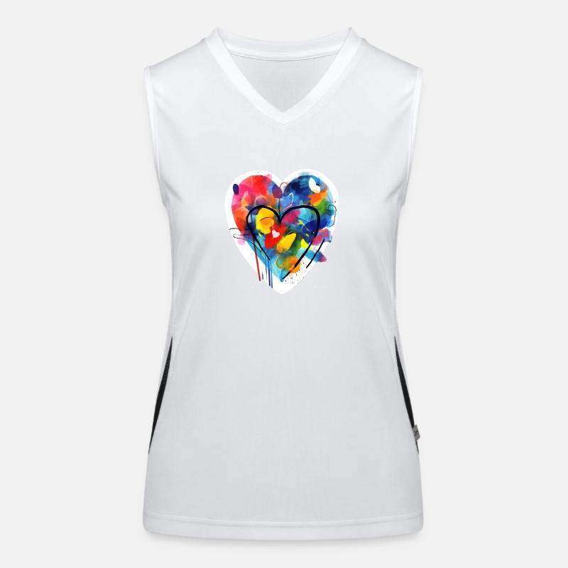 Love Heart Women's Functional Contrast Tank Top