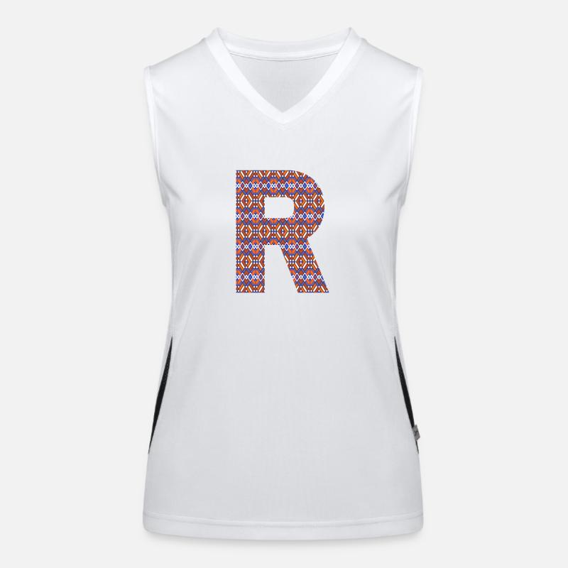 Monogram Letter R- geometric pattern Women's Functional Contrast Tank Top