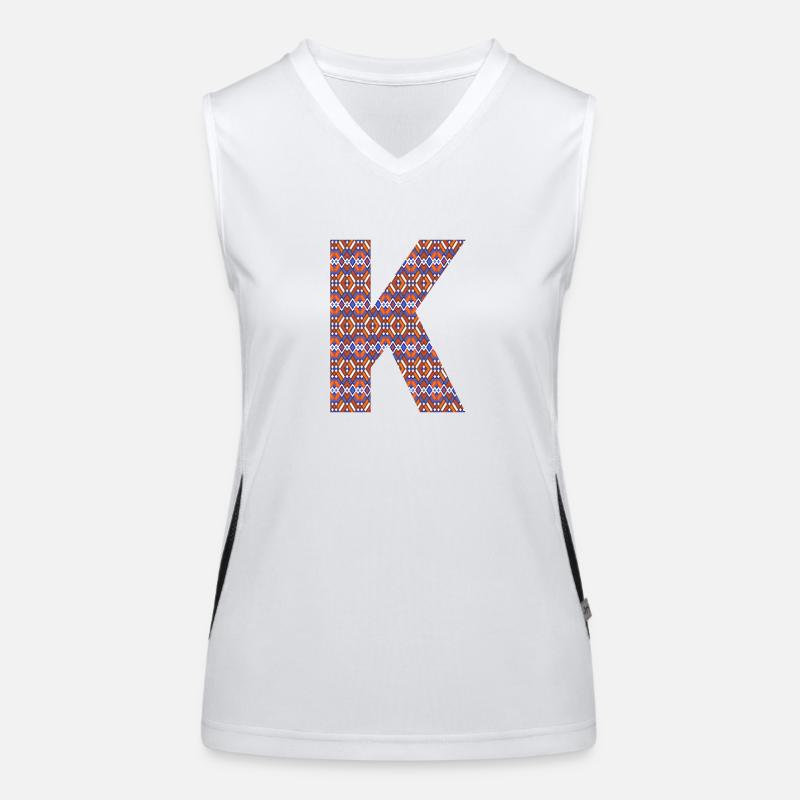 Monogram Letter K- geometric pattern Women's Functional Contrast Tank Top