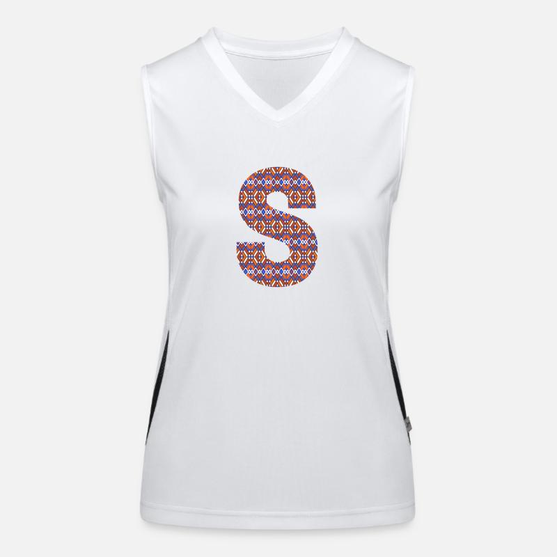 Monogramm Buchstabe S - geometrisches Muster Funktionelles Kontrast-Tank Top für Frauen