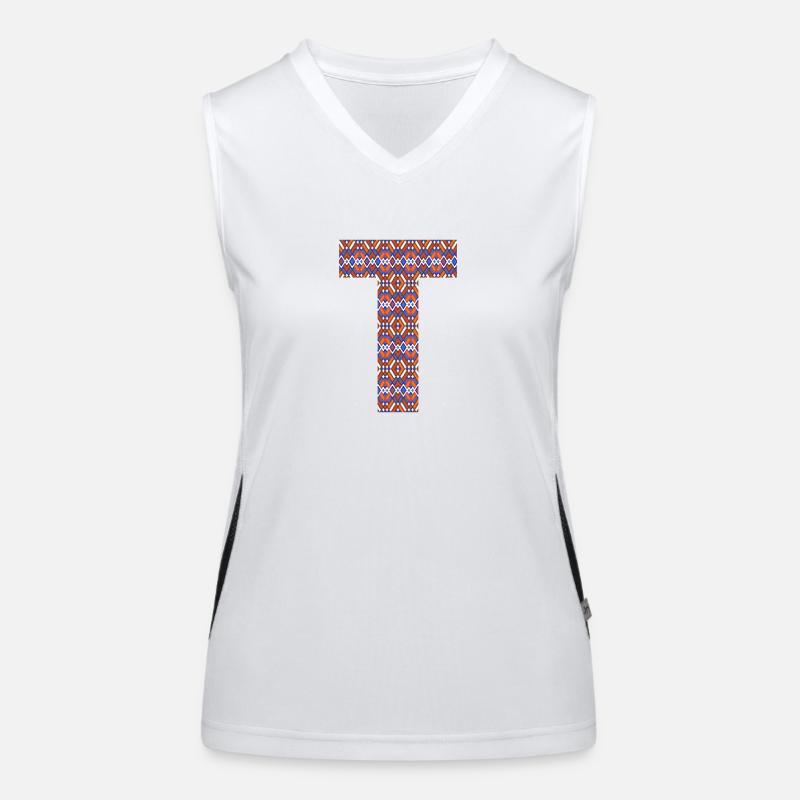 Monogram Letter T- geometric pattern Women's Functional Contrast Tank Top