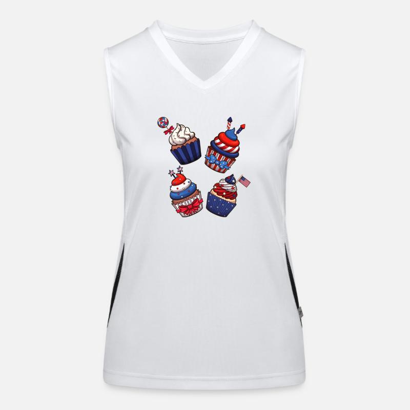 Cupcakes am 4. Juli Funktionelles Kontrast-Tank Top für Frauen