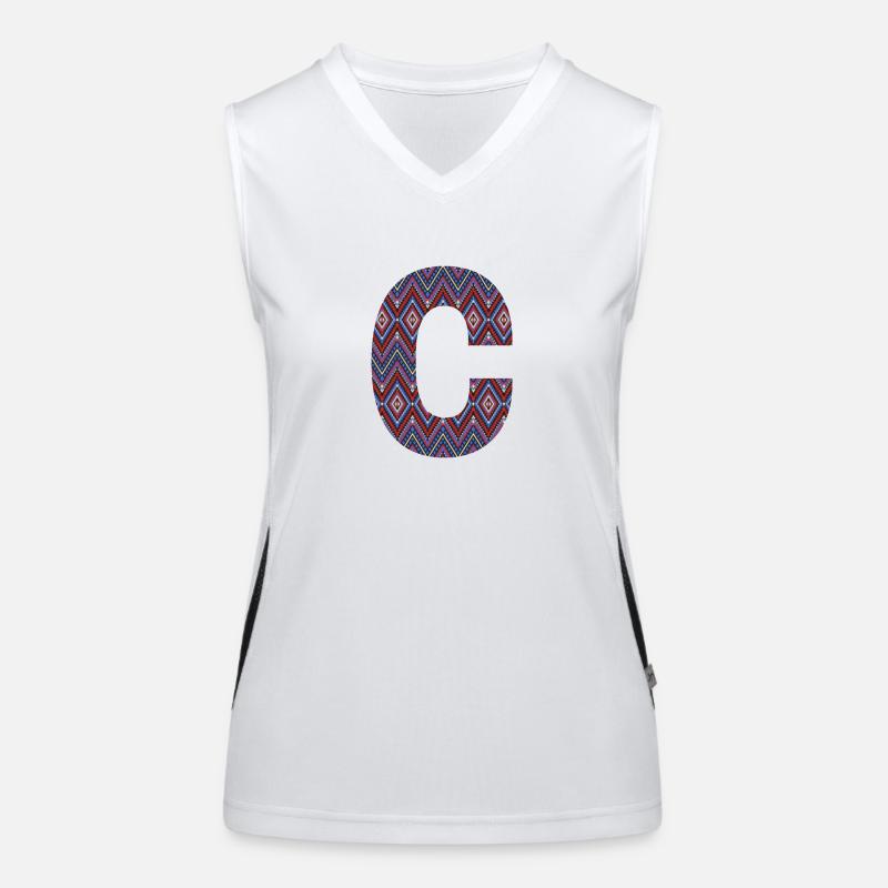 Monogram Letter C- geometric pattern Women's Functional Contrast Tank Top