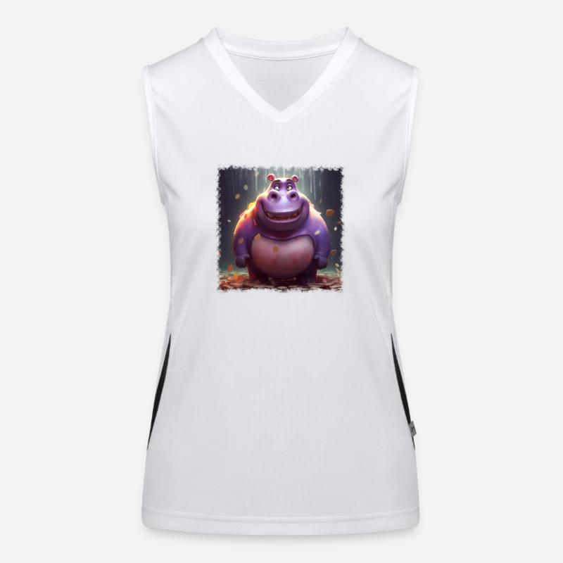 niedliches Hippo Funktionelles Kontrast-Tank Top für Frauen