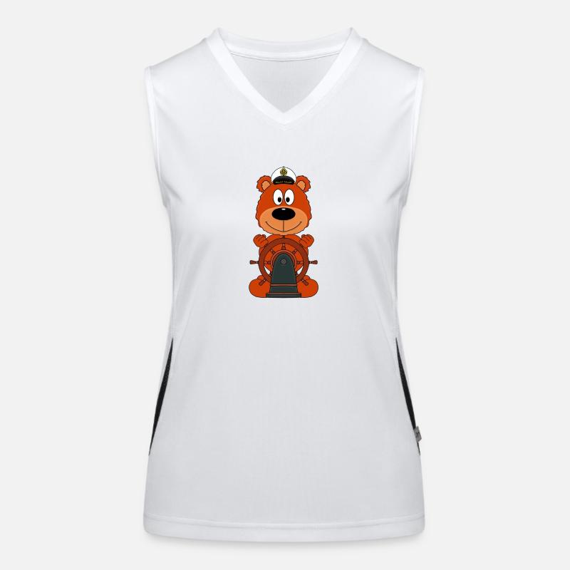 BOOT - SCHIFF - KAPITÄN - BEAR - TEDDYBÄR - TEDDY Funktionelles Kontrast-Tank Top für Frauen