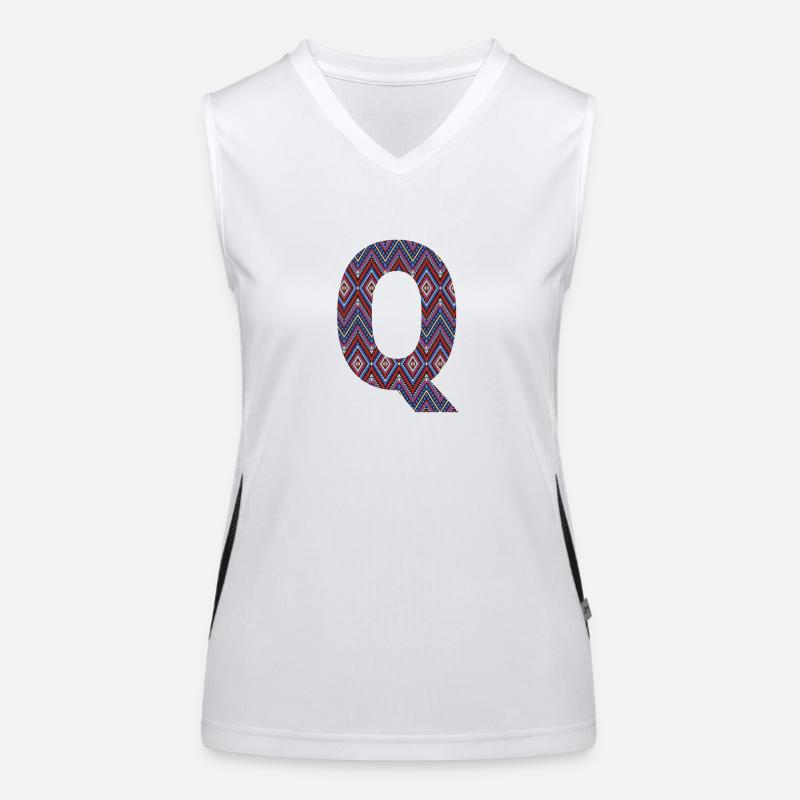 Monogram Letter Q- geometric pattern Women's Functional Contrast Tank Top