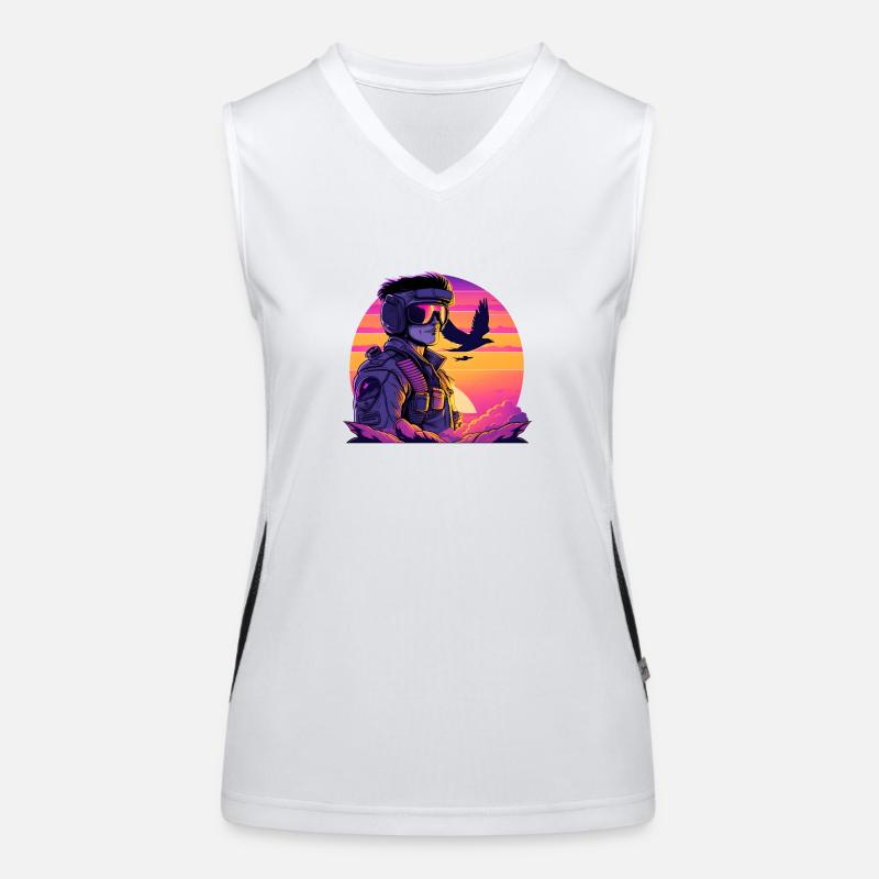 Synthwave Air-force Pilot Funktionelles Kontrast-Tank Top für Frauen