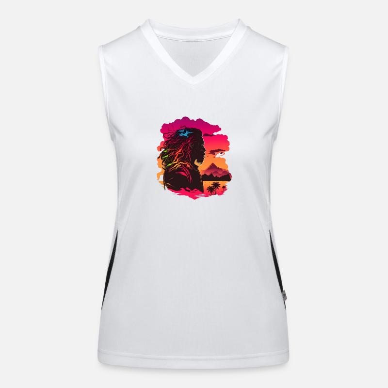 Synthwave Rasta Man Débardeur respirant contrasté Femme