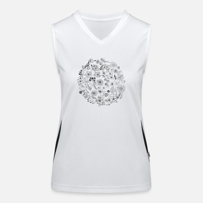 Minimalist flower - Women's Functional Contrast Tank Top - white/black