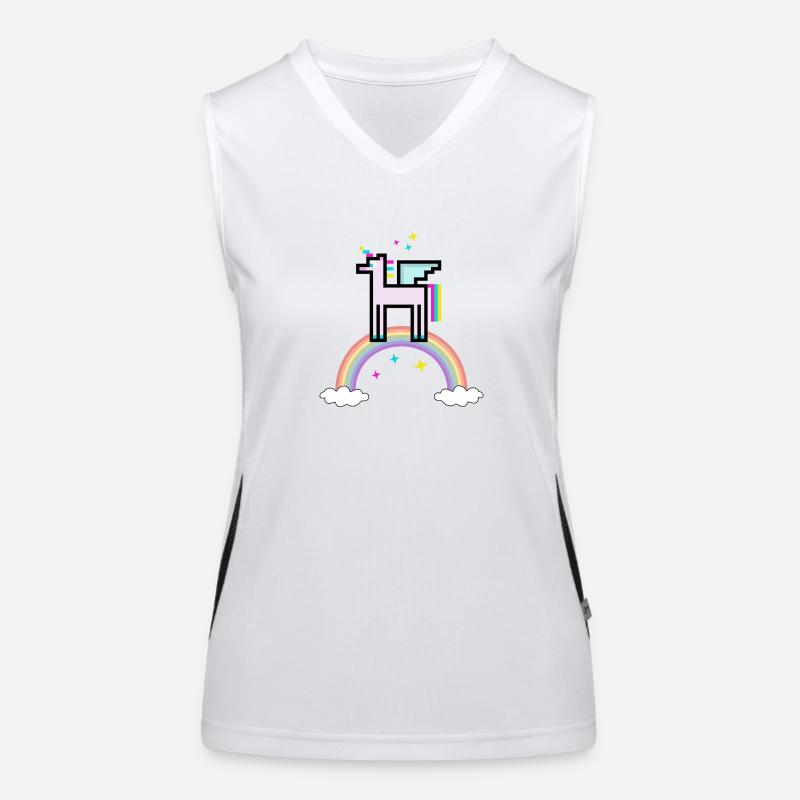 RetroEinhornRegenbogen Funktionelles Kontrast-Tank Top für Frauen