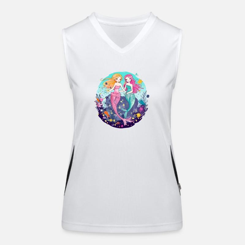 Miki and mina the mermaids Women's Functional Contrast Tank Top