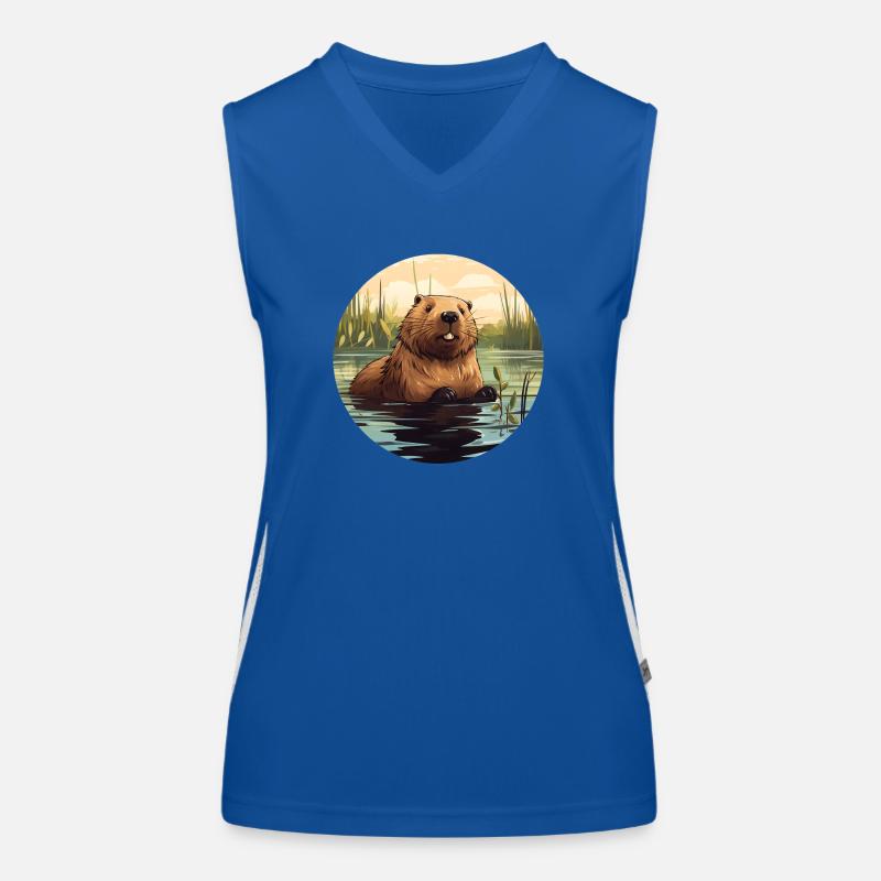 Biber-Gewässer Funktionelles Kontrast-Tank Top für Frauen