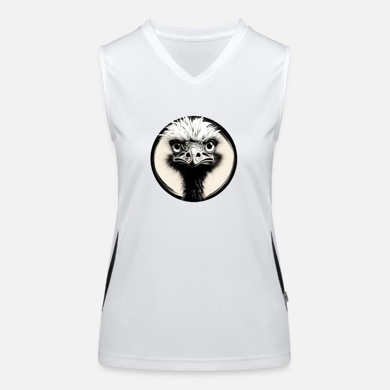 Black and White Ostrich Women's Functional Contrast Tank Top