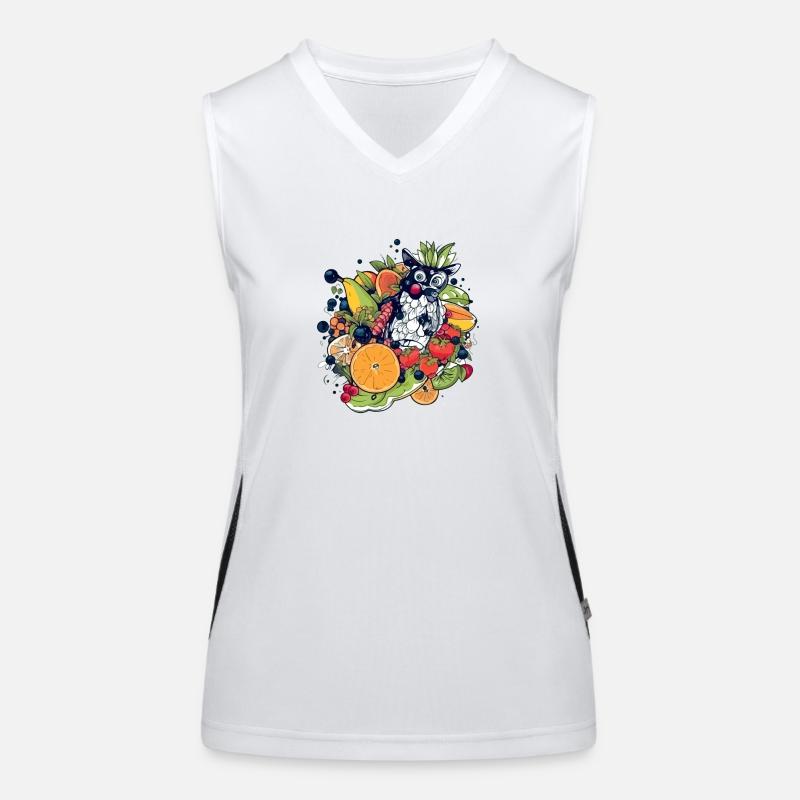 Eule in Früchten Funktionelles Kontrast-Tank Top für Frauen