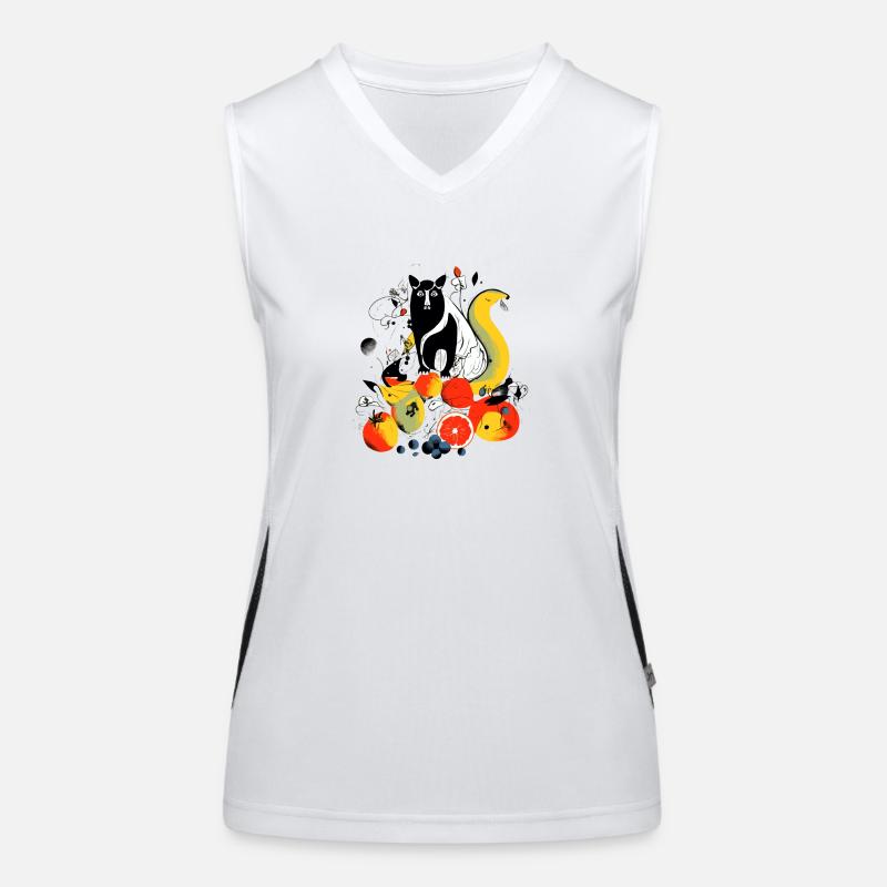 Eddy the Fruit Cat Women's Functional Contrast Tank Top