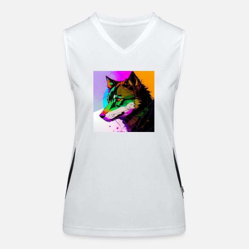 A Multicolored Wolf Women's Functional Contrast Tank Top