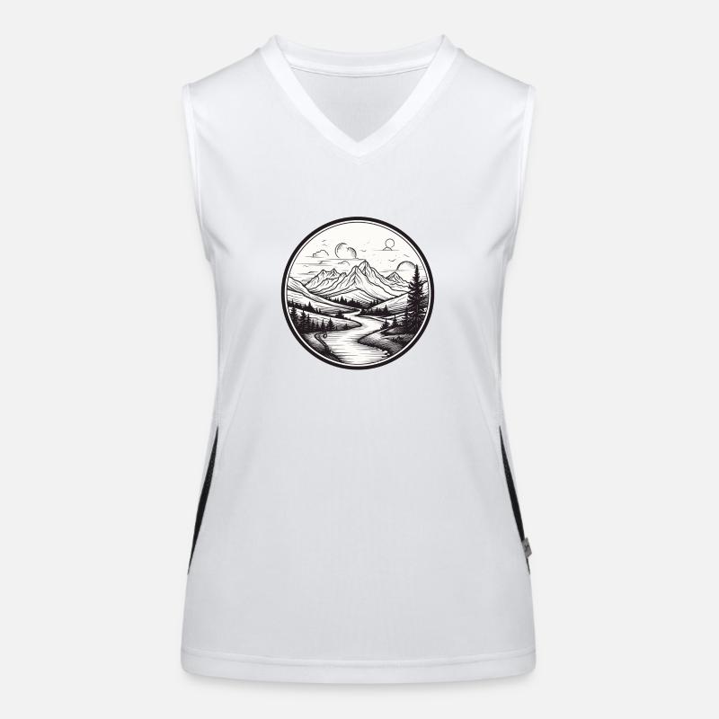 Landschaft Emblem Funktionelles Kontrast-Tank Top für Frauen