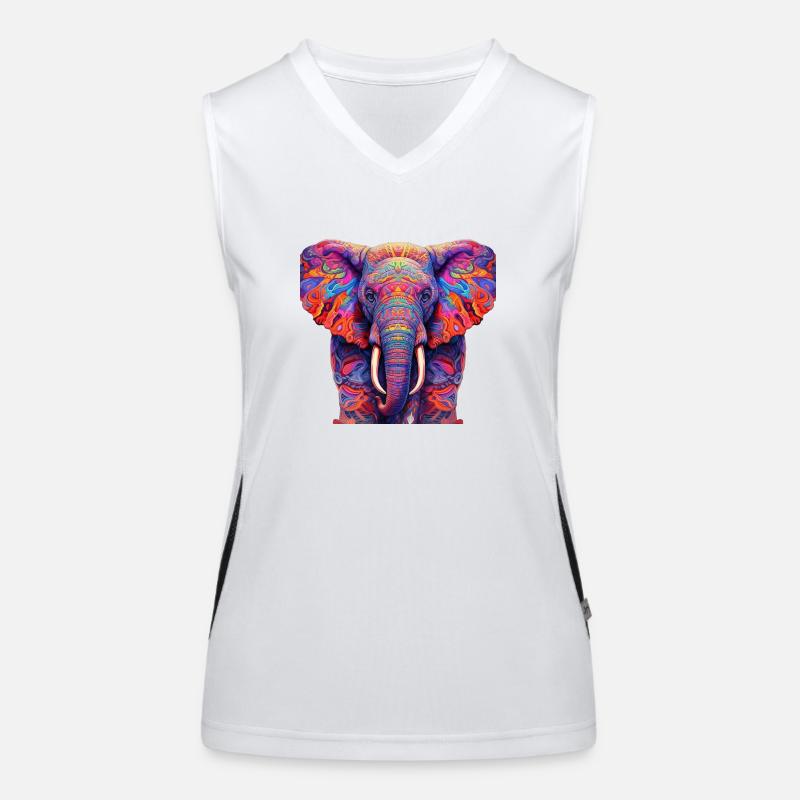 Psychedelischer Elefant Funktionelles Kontrast-Tank Top für Frauen