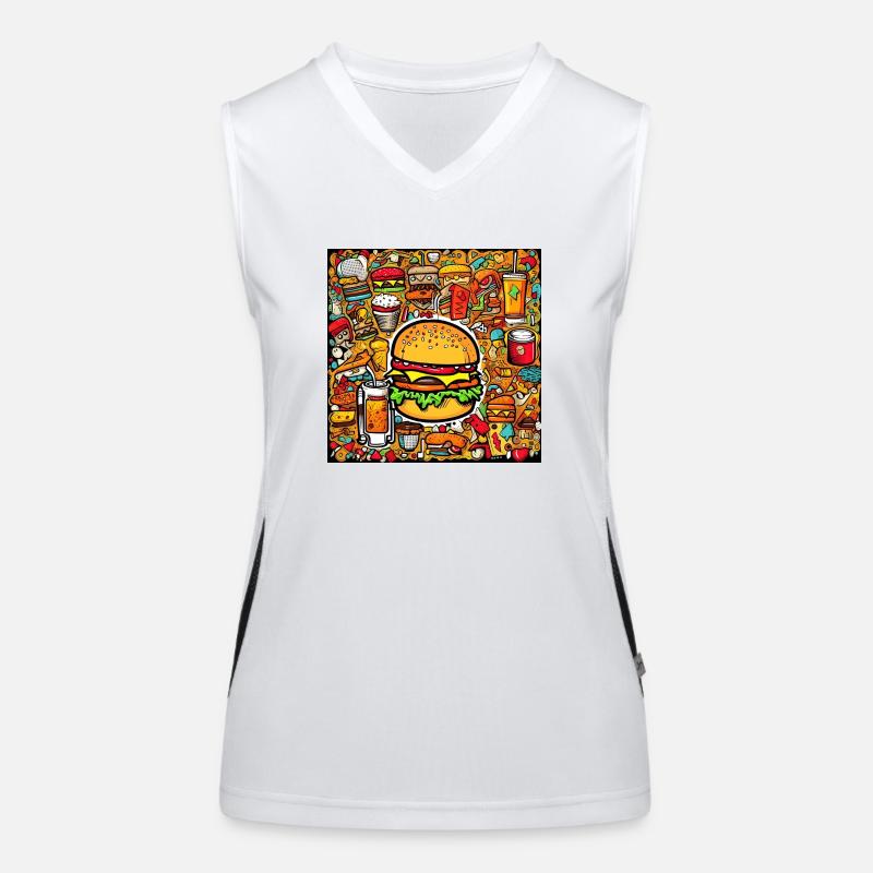 Multi pattern burger Women's Functional Contrast Tank Top