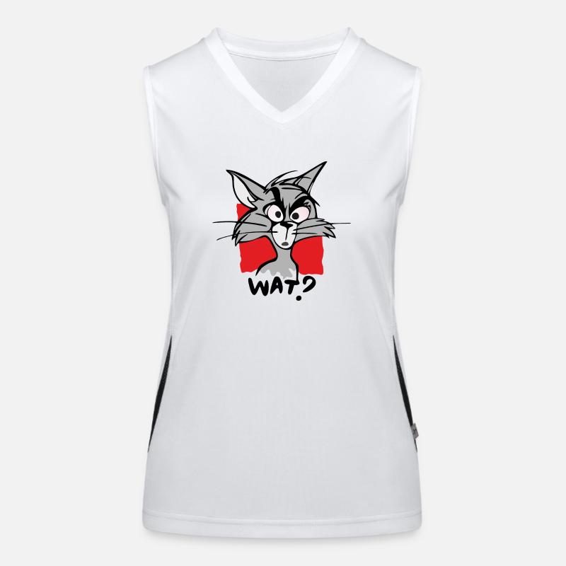 Cat WHAT? - Women's Functional Contrast Tank Top - white/black