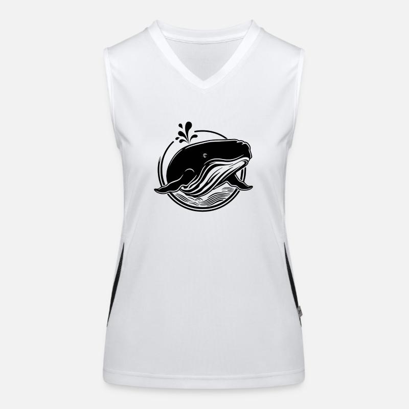 Whale Sea Fish - Women's Functional Contrast Tank Top - white/black