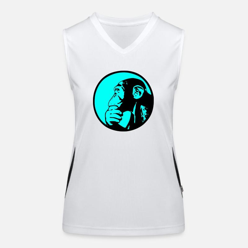 Thinking Monkey Chimpanzee Women's Functional Contrast Tank Top