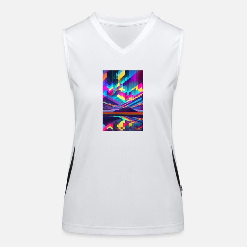 Psychedelischer Glitch von Pixeln Funktionelles Kontrast-Tank Top für Frauen