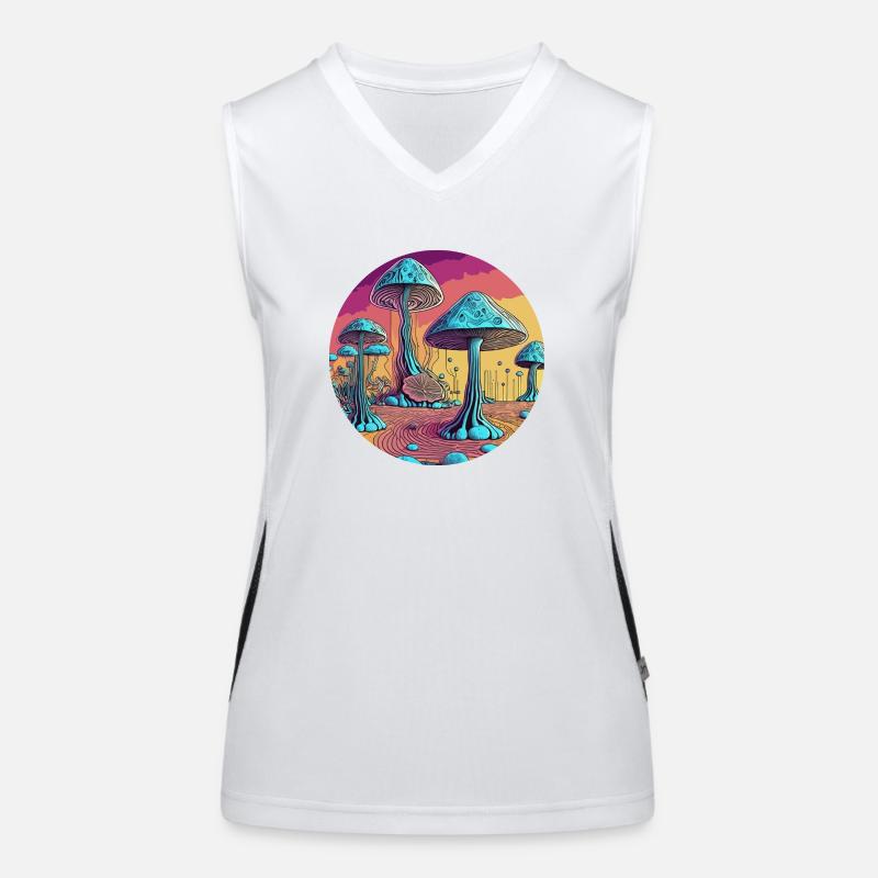 Psychedelic Mushroom Tree Valley Women's Functional Contrast Tank Top