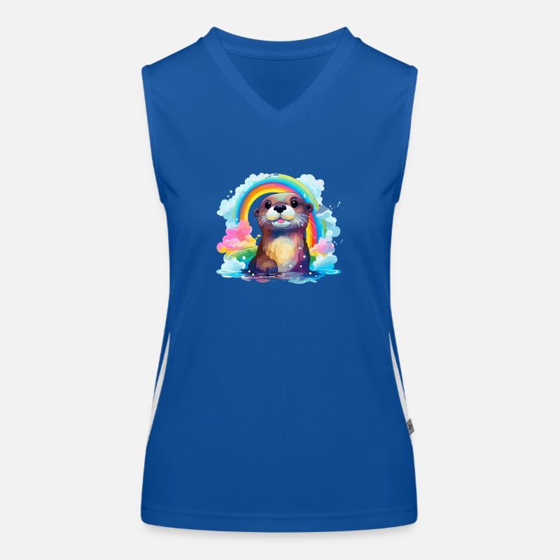 der Otter im Regenbogen Funktionelles Kontrast-Tank Top für Frauen