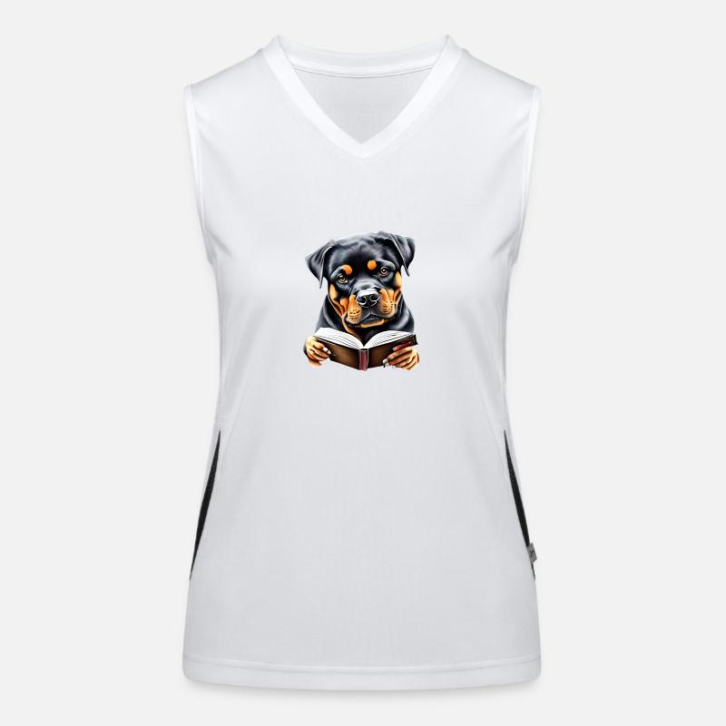 Rottweiler Buch lesen Hunde Hund Rottweilerwelpe Funktionelles Kontrast-Tank Top für Frauen